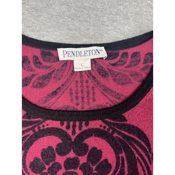 Pendleton Merino Wool Sweater Shirt Sleeveless Diamond Women’s Large Burgundy - Picture 3 of 6